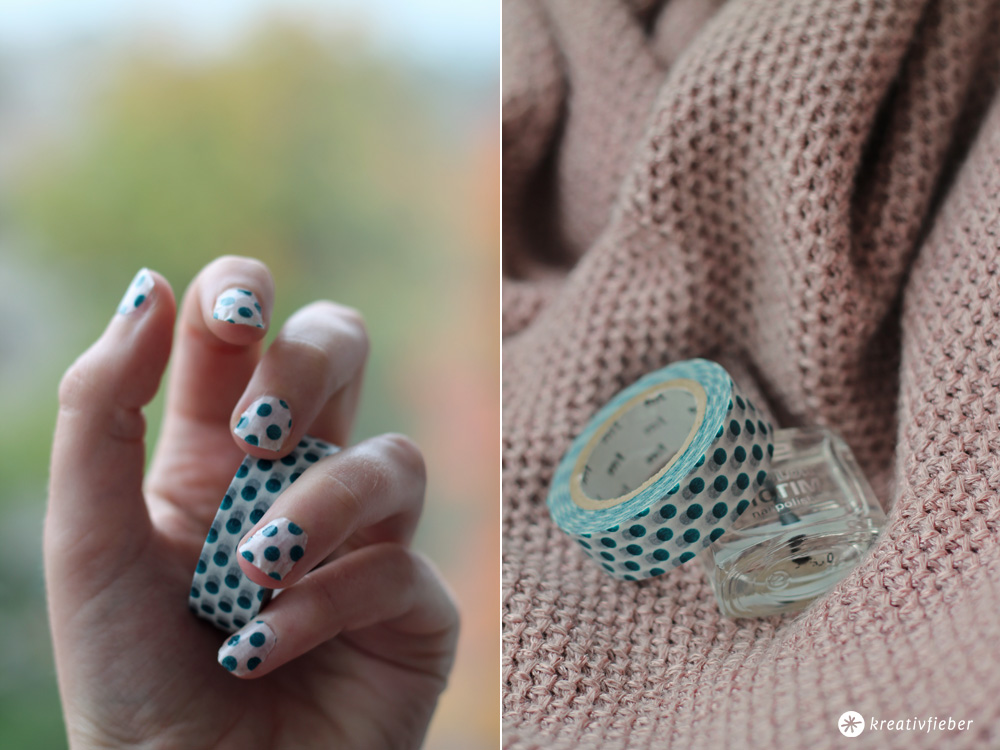 polkadot nailart with maskingtape