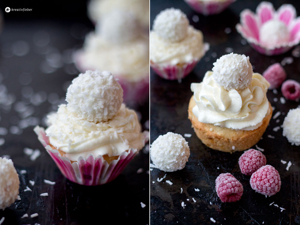 Raffaello-Himbeer-Cupcakes-backen---Rezeptidee-Weihnachtsdessert