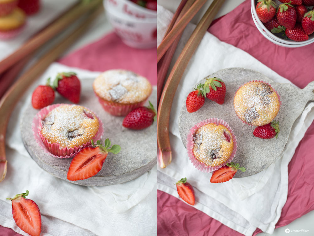 Rhabarber-Erdbeer-Buttermilch-Muffins mit Kinderriegel backen