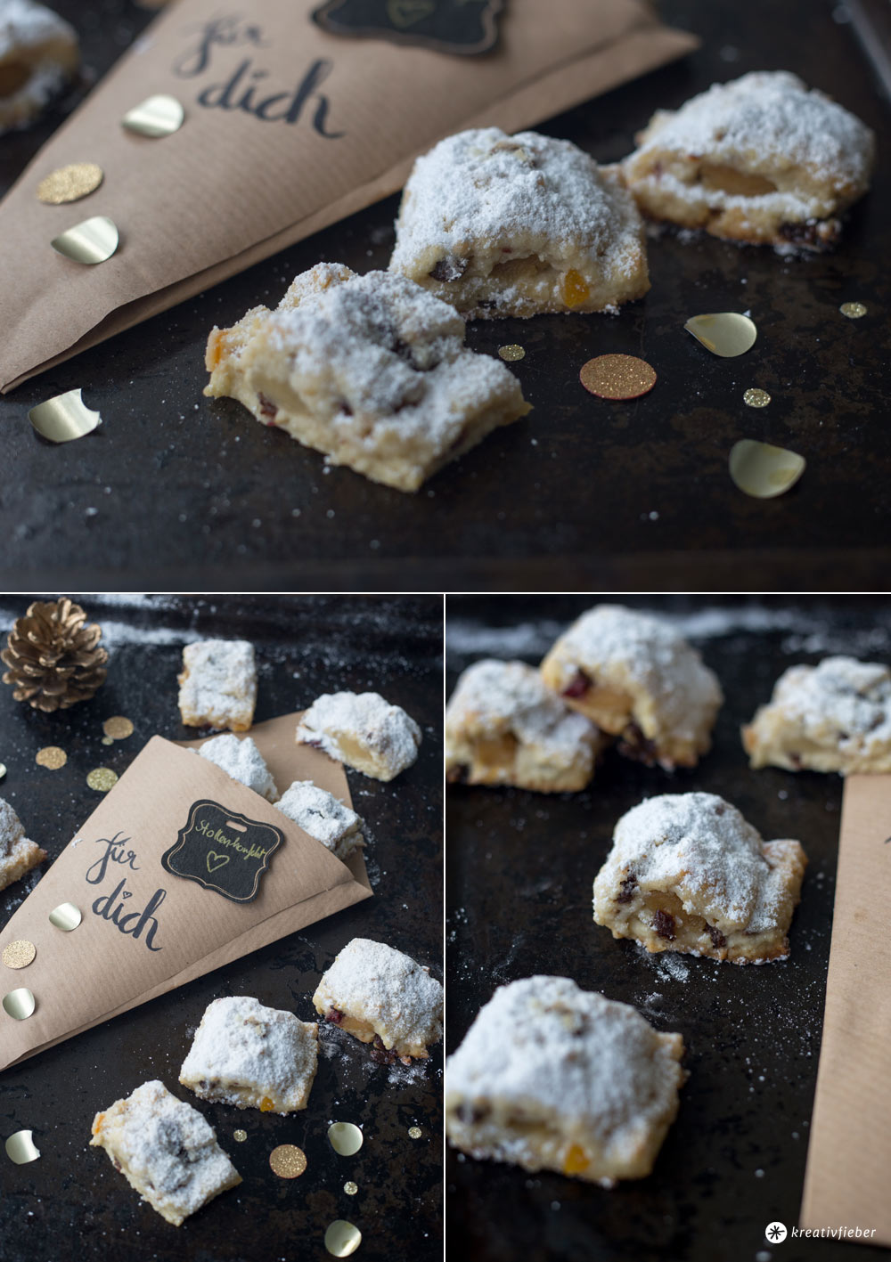 Stollenkonfekt mit Cranberrys backen - DIY Geschenke aus der Küche - Weihnachtsbäckerei Rezeptideen - Rezept auf Kreativfieber