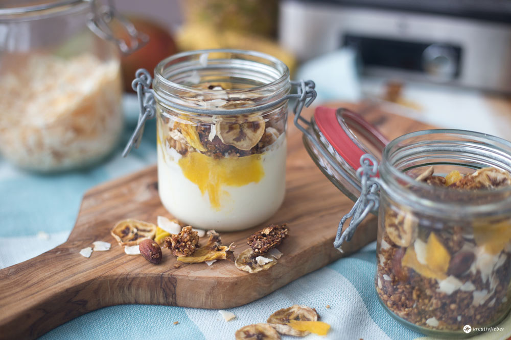 Tropical Granola mit Dörrobst - leckeres Frühstücksrezept - Granola selbermachen