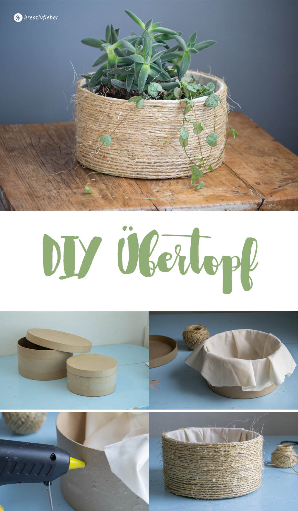 DIY Übertopf aus Naturseil