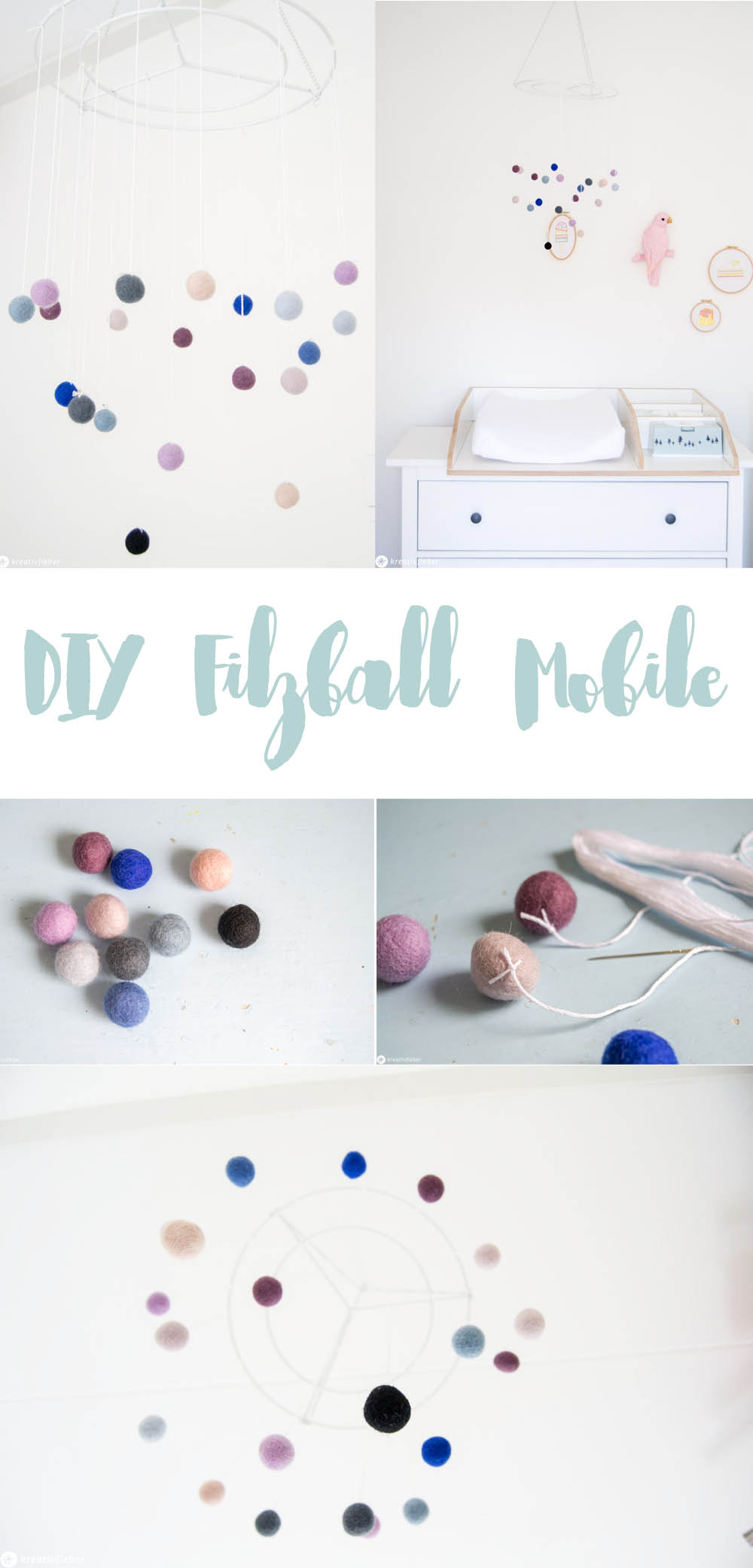 DIY Filzball Mobile fürs Kinderzimmer