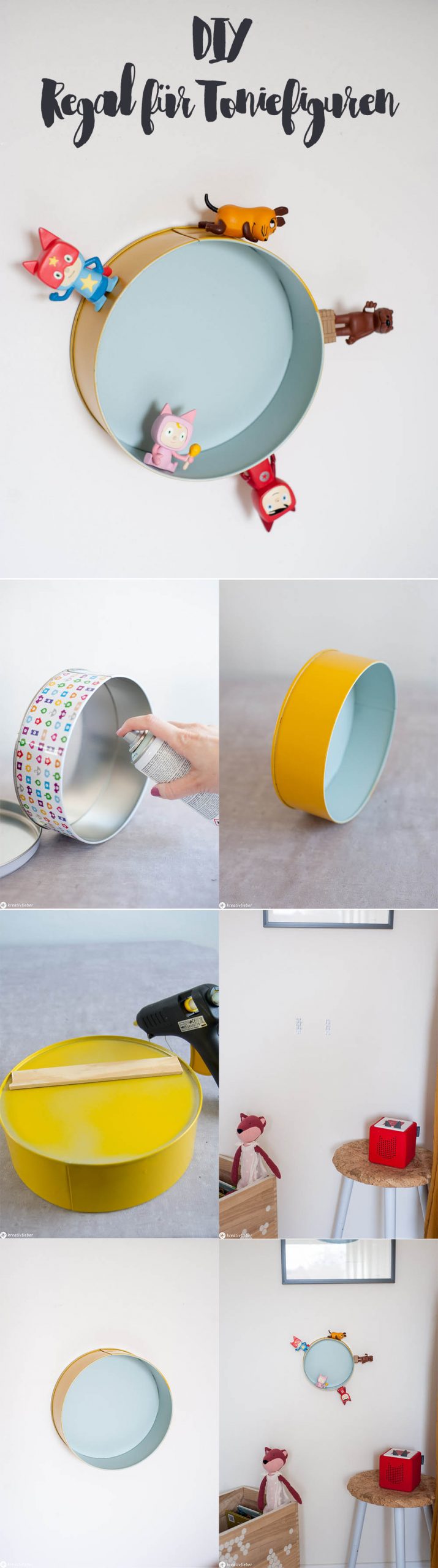 DIY Regal fr Toniefiguren aus einer Keksdose upcyclen