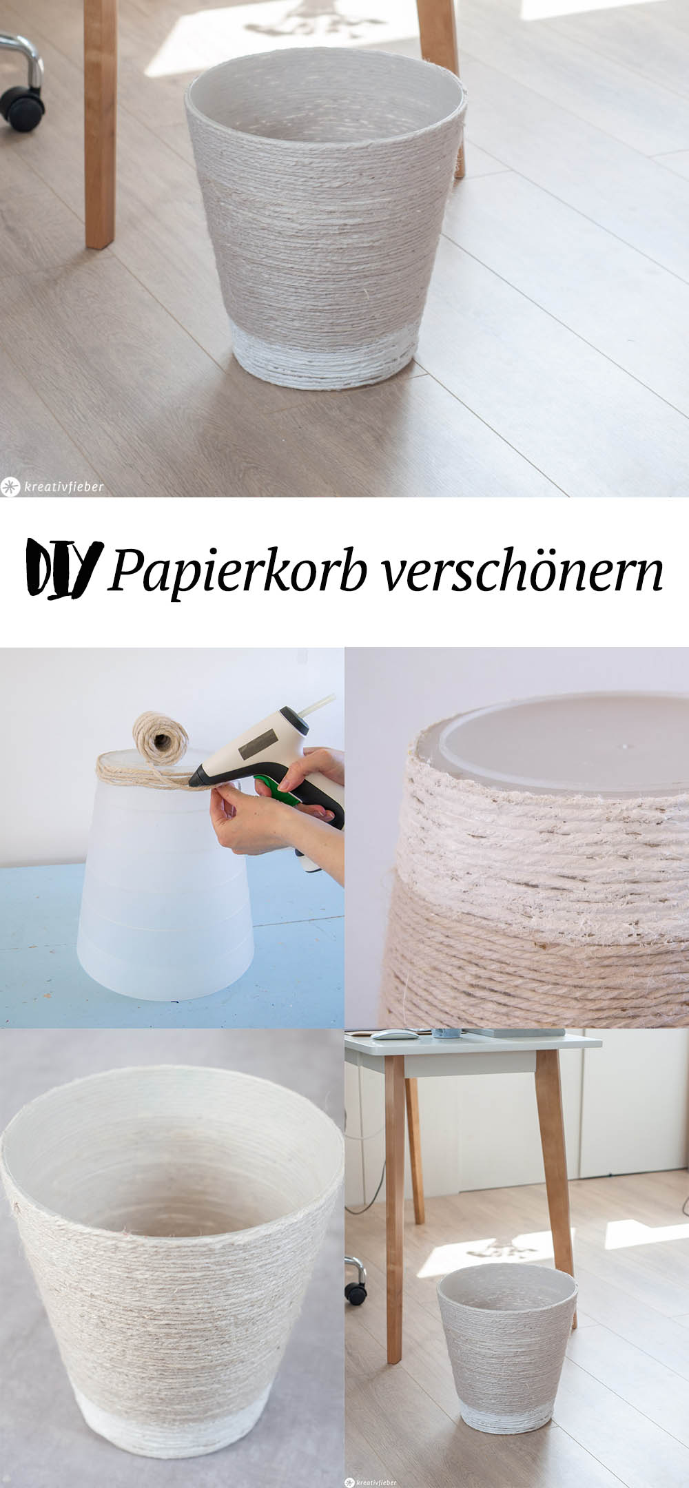 Mülleimer verschönern Naturseil