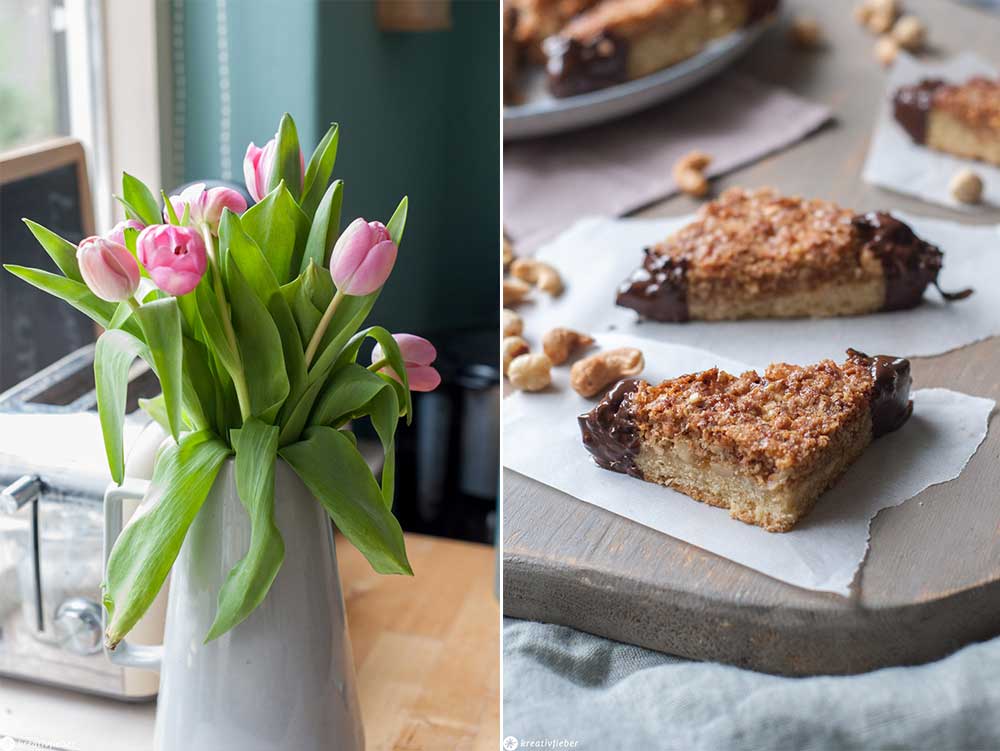 Nussecken mit Cashewkernen und Haselnüssen