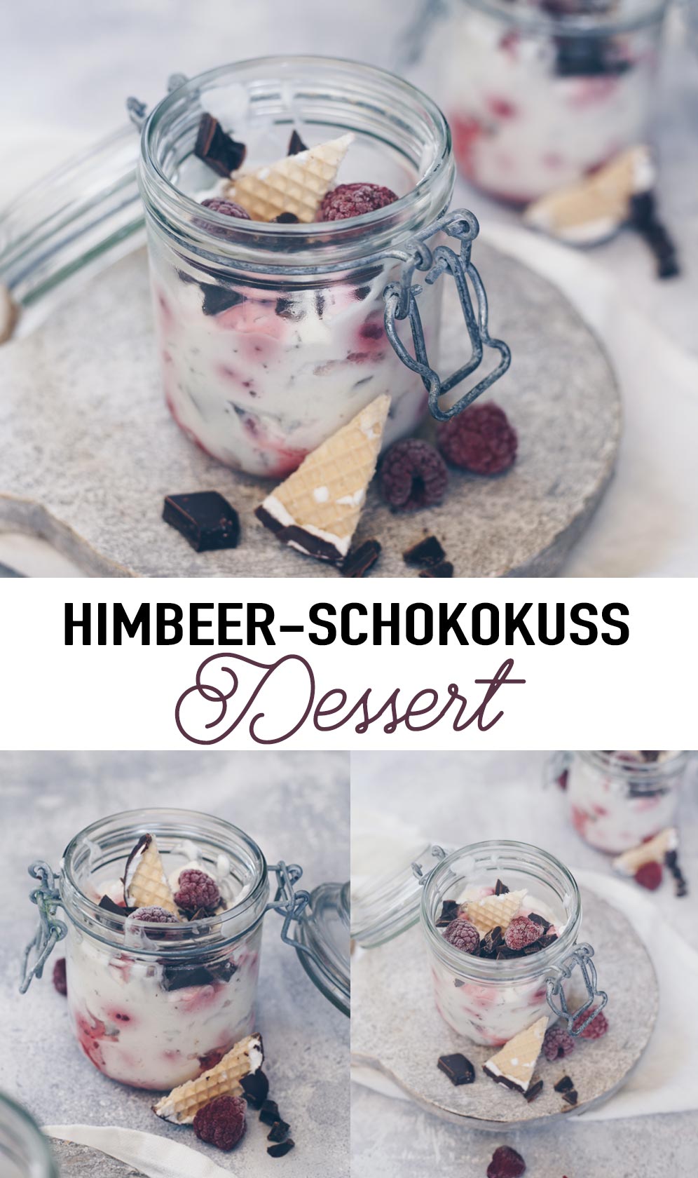 Himbeer-Schokokuss-Dessert im Glas - super schnell Nachtischidee