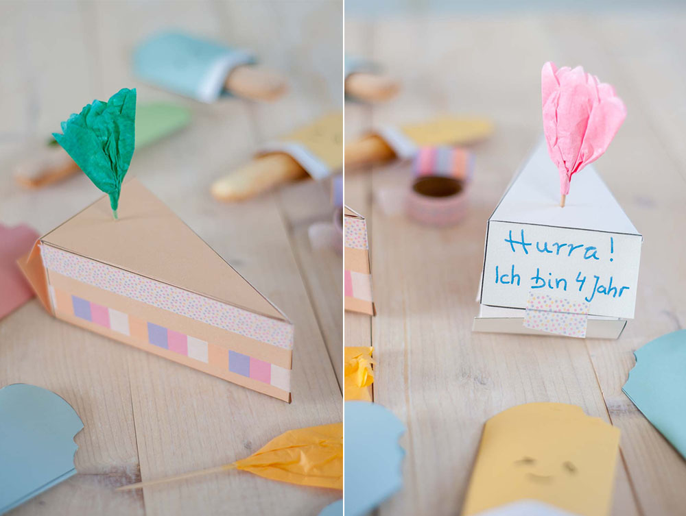 Kuchenstück Verpackungsidee zum Austeilen 